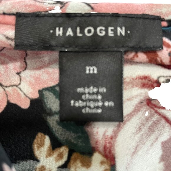 Floral V-Neck Blouse M V-Back Strap Detail Elegant Casual Fall Feminine Office - Picture 2 of 9